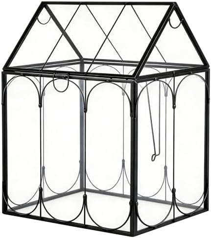 Glass Plant Terrarium Container with Lid, House Shape Geometric Terrarium - Image 6