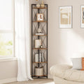 6 Tier Corner Shelf Stand, 78" H Tall Corner Bookshelf, Rustic Brown by Cerlyunzan