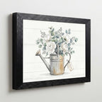 Framed Canvas Wall Art Vintage Peony Bouquet in Watering Can Sage Green Floral Canvas Print Poster Black Frame Wall Decor for Farmhouse Kitchen Botanical Art, Rustic Chic - Inch 12x16 - Image 5