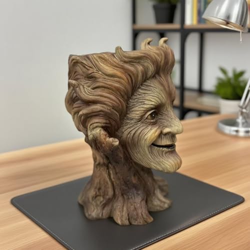 Tree Face Planter, 8.26 inch Resin Garden Flower Pot, Indoor Outdoor Decorative Vase, Brown - Image 6