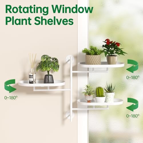 Window Plant Shelf, Wall Mounted Rotating Plant Holder Indoor - Image 3