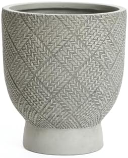 LuxenHome 16.5" Tall Urn Planter, Concrete Large Indoor Outdoor Flower Pot - Image 4