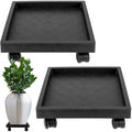 JOIKIT 2 Pack 11.8 Inch Square Plant Caddy with Wheels,Charcoal Gray by JOIKIT