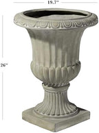 Merax 26.5 Inches Italian Urn Planter, Antique Garden Urn for Patio & Indoor Decor, Handmade Classic Planter, Antique Green - Image 5