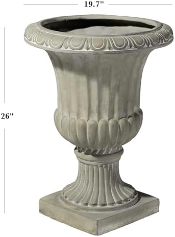 Merax 26.5 Inches Italian Urn Planter, Antique Garden Urn for Patio & Indoor Decor, Handmade Classic Planter, Antique Green - Image 5