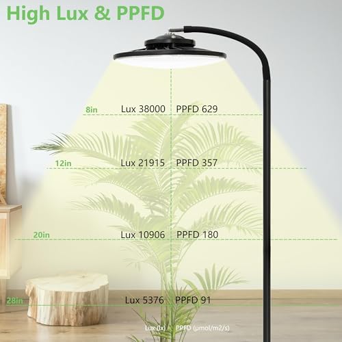 100W Grow Light for Indoor Plants, Full Spectrum LED Tall Plant Lights with Timer, Standing Floor Growing Lamp, 67" Height Adjustable for Large Many Plants - Image 4