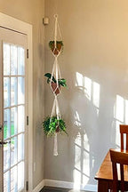 Mkono Macrame Plant Hanger 3 Tier Indoor Outdoor Hanging Planter Basket Cotton Rope with Beads 70 Inches (Pots and Plants NOT Included) (Pack of 3) - Image 4
