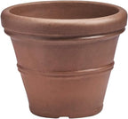 Crescent Garden Brunello Small Classic Rolled Rim Planter, Indoor/Outdoor Plastic Round Pot - Traditional Planter for Herbs, Plants, Houseplant -14''W (Rust) by CrescentGarden