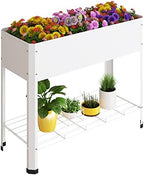 PROXRACER Raised Garden Bed with Detachable Legs Elevated Metal Planter Box for Growing Fresh Herbs Vegetables Flowers Succulents&Other Plants for Outdoor Backyard Patio Deck Balcony White L by PROXRACER