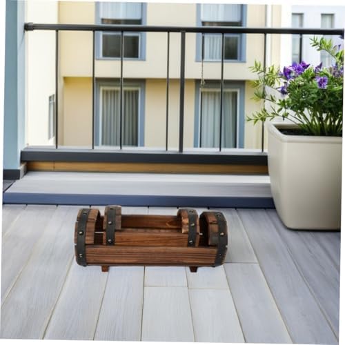 Milisten Xmas 2pcs Half Barrel Garden Planter Set Brown for Flowers - Image 6