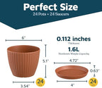 Terracotta 6-Inch Plant Pots with Drainage & Saucers 24 Pack, Indoor & Outdoor Planters for Houseplants, Herbs, and Flowers, Durable & Weatherproof Material, Stackable, Lightweight, Minimalist Design - Image 2