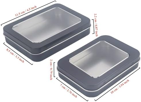 24 Pack Metal Storage Organizer Tins, Black, Mixed Sizes - Image 2