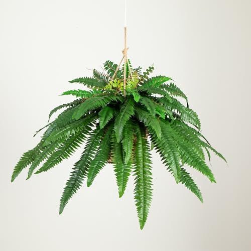Nearly Natural 22 in Artificial Boston Fern Hanging Basket for Home Decor - Image 6