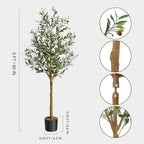 Artificial Olive Tree 5FT Tall Faux Silk Plant for Home Office Decor Indoor Fake Potted Tree, with Moss, Black Nursery Pot, Artificial Silk Plant, Designed Faux Wood Trunk and Realistic Fruit - Image 2