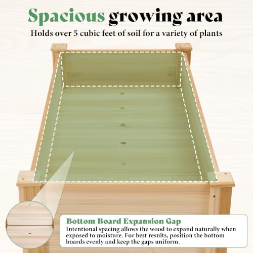 AMERLIFE Raised Garden Bed, 48x30x24 Inches Elevated Wood Planter Box - Image 6