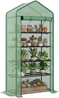 5-Tier Mini Greenhouse with PE Cover, Roll-Up Door, 76 x 35.4 x 19.3 in by Unknown