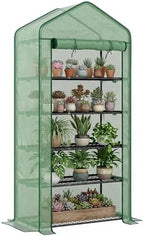 5-Tier Mini Greenhouse with PE Cover, Roll-Up Door, 76 x 35.4 x 19.3 in by Unknown