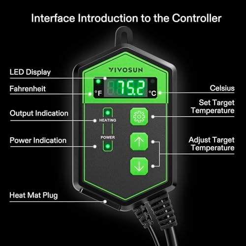 VIVOSUN 2 Pack Durable Waterproof Seedling Heat Mat Warm Hydroponic Heating Pad 10’’ x 20.75’’ and Digital Heat Mat Thermostat Temperature Controller 40–108 ºF for Reptiles, Seedlings, Germination - Image 7