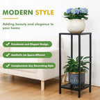 Party Zealot 2-Tier Tall Metal Square Plant Stand 31" Heavy-Duty Modern Flower Pot Rack for Indoor Living Room, Corner Side Table for Outdoor Patio, Garden, and Balcony Black, Leaf - Image 6