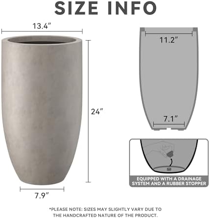 Kante Large Round Tapered Weathered Concrete Planter 24" Tall, Outdoor - Image 2