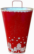 Hanging Planter Red & White Metal Rustic Christmas Winter Decor Tall Vertical Home Garden Half Bucket Plants Living Fake Indoor Outdoor 15.5" H by STC+World