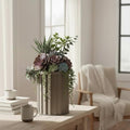 Round Strata Column Planter, 16.5 Inch, Brown Grey by Noeko