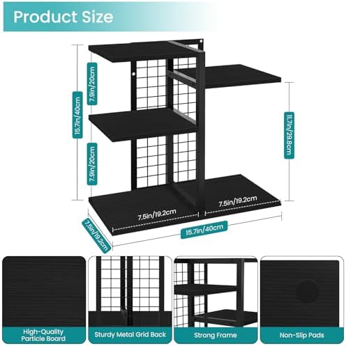 ELITEROO Desktop Bookshelf, 4 Tier Wood Desk Organizer Shelf, Tabletop Storage Shelf Rack for Office Supplies, Desk Decorations for Women Office, Rustic Black - Image 3