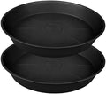 2 Pack of 25 26 inch Plant Saucer Round, 4.2" Depth Tray, Large Plant Saucers 24" 26" for Pots, Heavy Duty Plastic Flower Plant Water Trays for Indoors Outdoor, Plant Drip Trays (Black) by Bleuhome