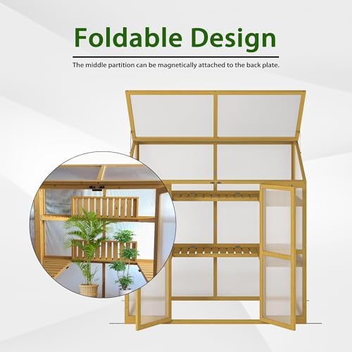 Wooden Garden Greenhouse, Greenhouse Wooden Cold Frame Greenhouse, Garden Portable Mini Greenhouse Cabinet, Greenhouse Flower Shelf Bed for Outdoor Indoor Use - Image 4