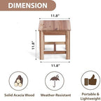 12" Wooden Step Stool, Small Wood Stool for Bathroom, Kitchen - White Oak - Image 3