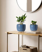 LE TAUCI Ceramic Plant Pots, 5.1 + 6.4 Inch, Set of 2, Reactive Glaze Blue - Image 3