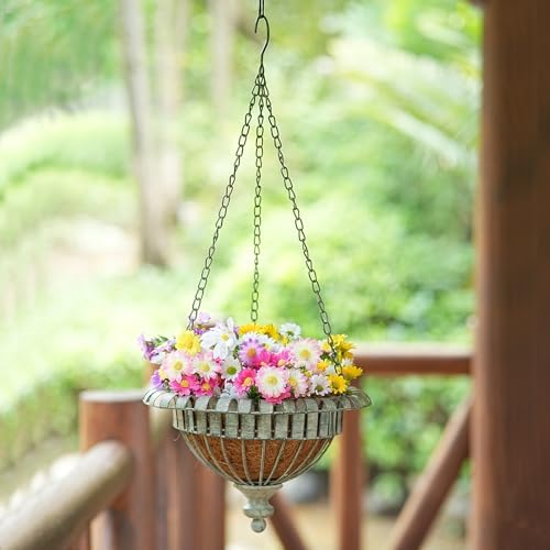 Set of 2 Metal Hanging Planters,Outdoor Hanging Baskets Garden Patio Porch. - Image 6