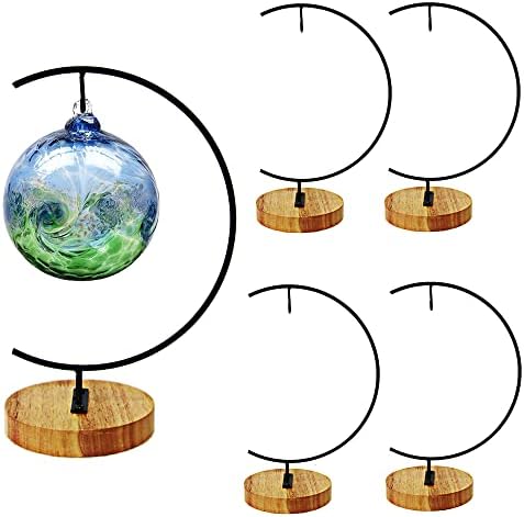 YY YEARCHY 11-inch Ornament Display Stand with Wooden Base Metal Hook Tabletop Holder for Hanging Glass Globe Ball Gifts by YYYEARCHY