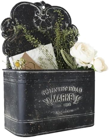 All Chic Black Metal Wall Planter - Outdoor Indoor Hanging Rustic Mount for Farmhouse Decor by HOME