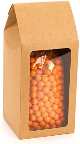 ClearBags Kraft Tapered Tote Box with Window Food Safe 3 1/2 x 3 1/2 x 8 1/2 Inches Natural Kraft Paper Attached PET Sheet Handles Cookies Candy Gifts Display Packaging 25 Pack FS321 - Image 4