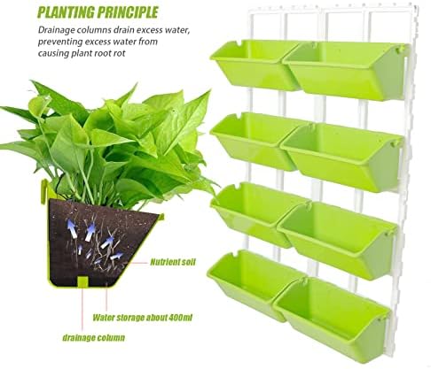 8 Pockets Garden Vertical Planter, 4 Tier Wall Mounted Hanging Planter Flower Garden Care Set For Flowers, Vegetables Or Herb Garden Indoor Outdoor Hanger Wall Hanging Home Decor (Tender Green) - Image 4