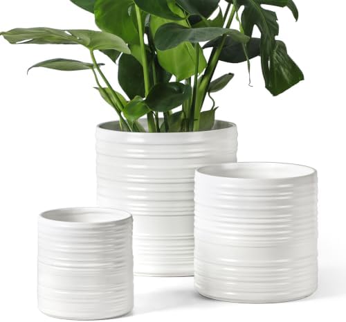 Ceramic Planter Set 6/8/10 Inch, Modern Striped Planter Set Indoor Outdoor by FayoulasGarden