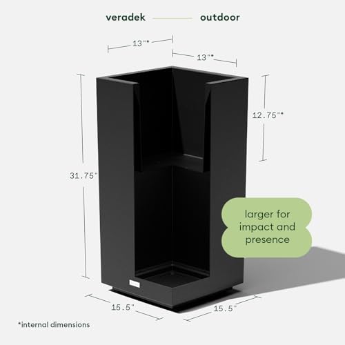 Veradek Block Series Pedestal Planter - Tall Rectangular Outdoor Planter - Image 2