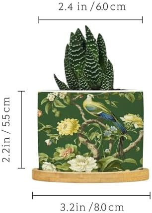 Garden Green Chinoiserie Ceramic Planters Asian Peacock Floral Planters for Indoor Plants with Drainage Holes and Saucers Pot for Pots Outdoor Indoor Plants - Image 2