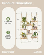 Bamworld Hanging Shelves 8Tiers with Light Plant Hanger Indoor Window - Image 2
