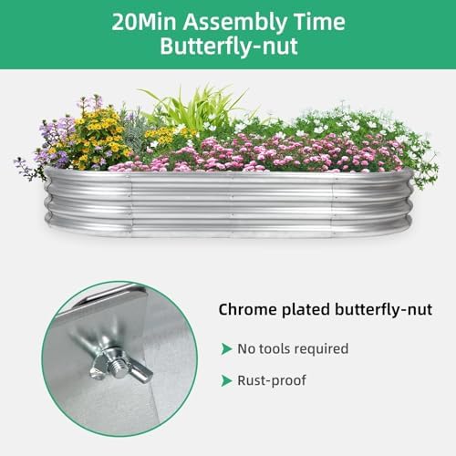 8×4×1 ft Large Galvanized Raised Garden Bed Outdoor, Easy Assembly Metal Planter Box for Gardening, Vegetables, Herbs, Flower - Image 6