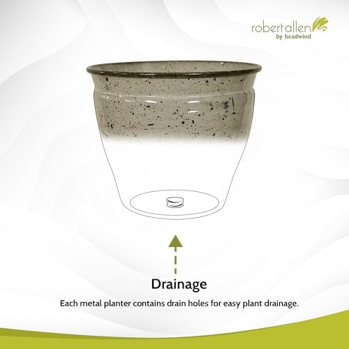Headwind Riverside Collection – 12" Chamois Glazed Decorative Plant Pots Indoor with Drainage & Outdoor - Modern Flower Pot Weather-Resistant Lightweight Planter by Robert Allen - Image 6