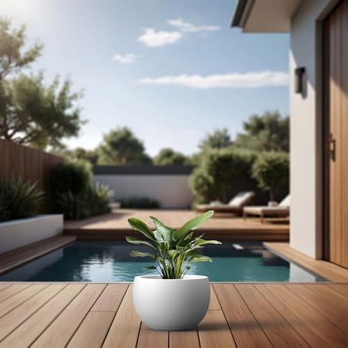 Kante White Concrete Planter 20" Dia All-Weather Round Large Pot - Image 6