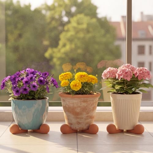 LemonRoad 12 Set Terra Cotta Cement Pot Feet for Outdoor Planters, Round - Image 4