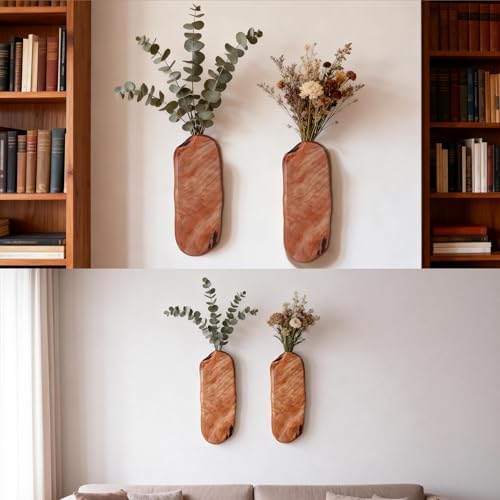 Flower Vase Pots Wall Planters Holder for Indoor Plants Hanging Planters Wall Vase Wooden Plant Hanging Farmhouse Wall Art Decor for for Entryway Hallway Bathroom Living Room, Dining Room - Image 5