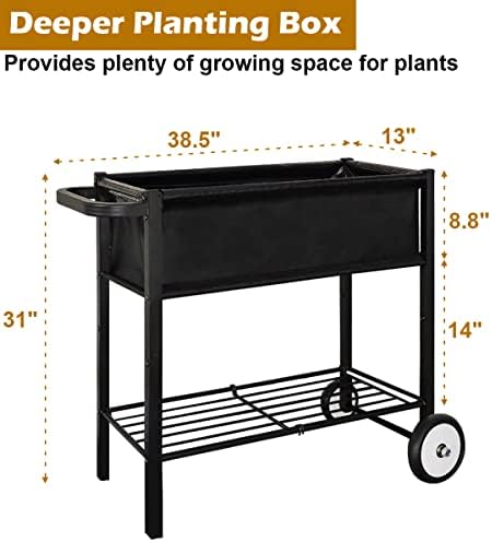 Koutemie Raised Garden Bed with Legs, Planter Box Outdoor with Wheels - Image 6