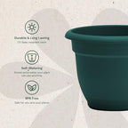 Bloem Ariana 12" Plastic Self-Watering Planter, Charleston Green, 2-Pack - Image 3