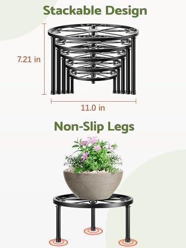 5 Pack Planters Stands with Gold Outdoors Plant Holders Indoor (GoldS) - Image 5