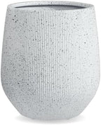 KUTE NEST 15" Ribbed Corso Fiberstone Outdoor Planter - Speckled White by KuteNest