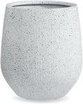 KUTENEST 19" Large Ribbed Corso Fiberstone Outdoor Planter - Speckled White by KuteNest